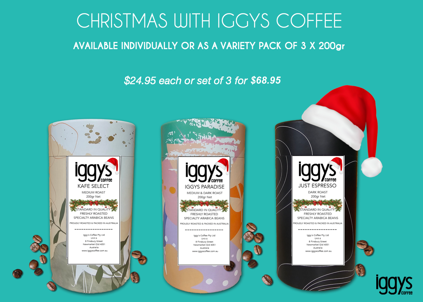 IGGYS COFFEE 3 x 200GR CYLINDER GIFT PACK