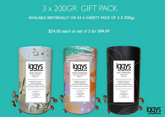 IGGYS COFFEE 3 x 200GR CYLINDER GIFT PACK